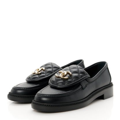 Chanel Lambskin Quilted CC Turnlock Loafers 36.5 Black 4 of 9