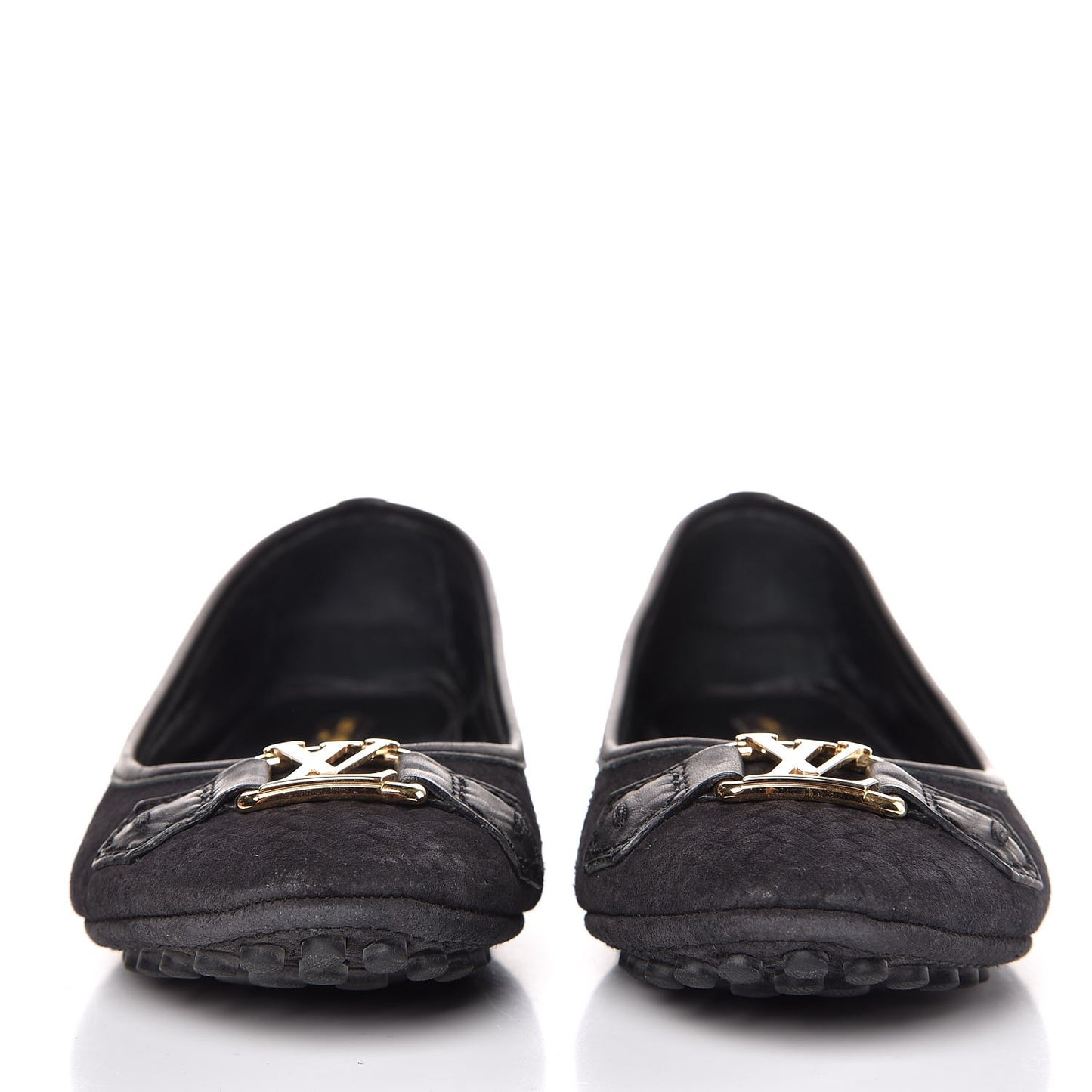 Woven Suede Oxford Ballerina Flats 37 Black