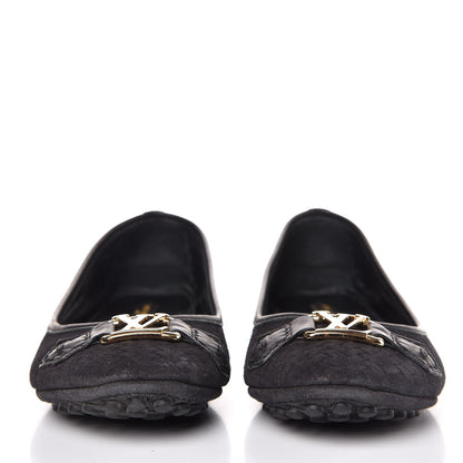 Louis Vuitton Woven Suede Oxford Ballerina Flats 37 Black 2 of 12