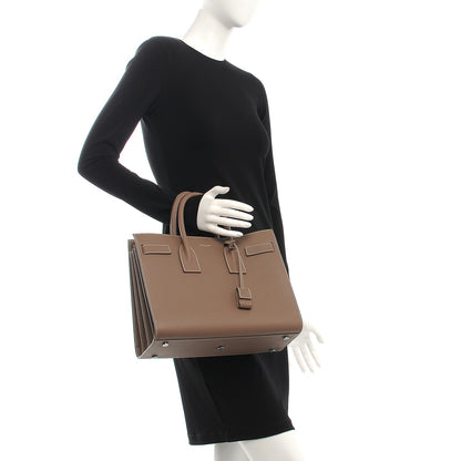 Saint Laurent Grained Calfskin Small Sac De Jour Taupe 3 of 8