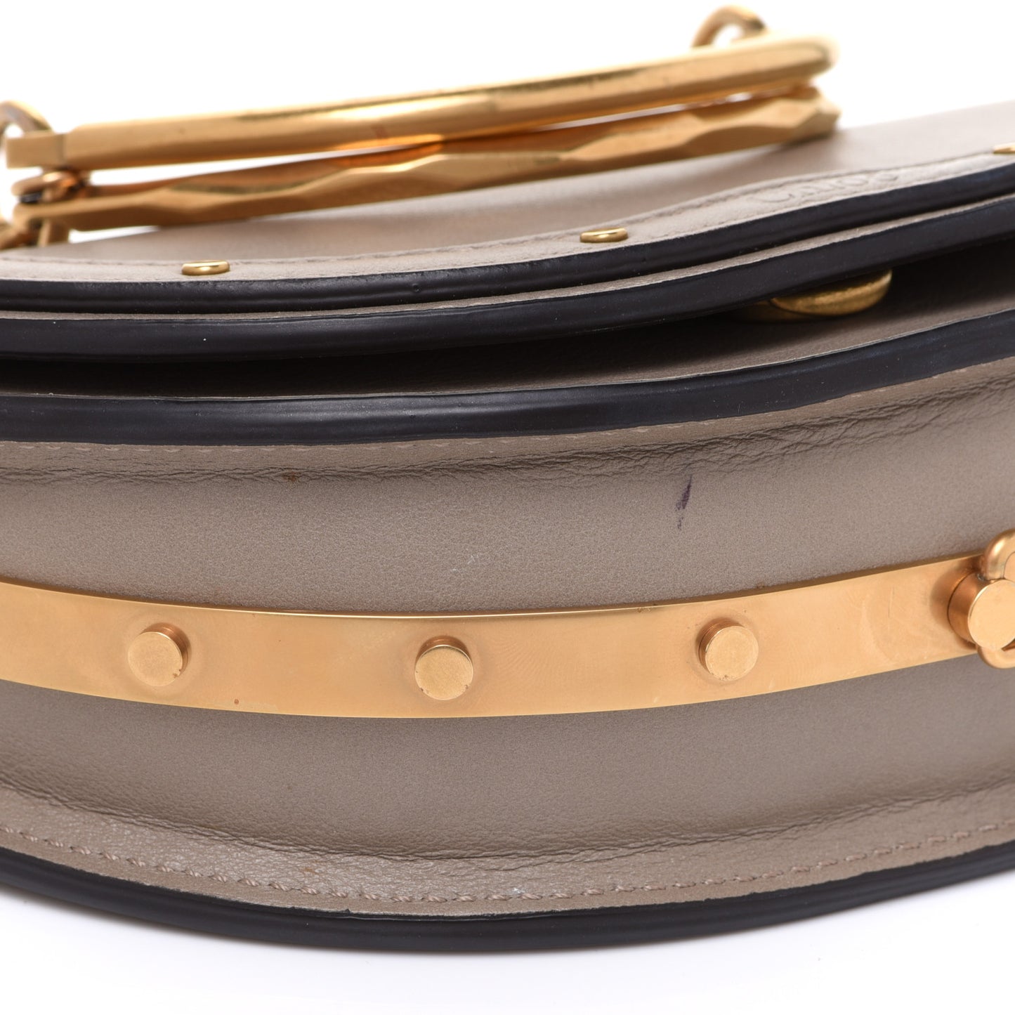 Calfskin Small Nile Bracelet Minaudiere Bag Motty Grey