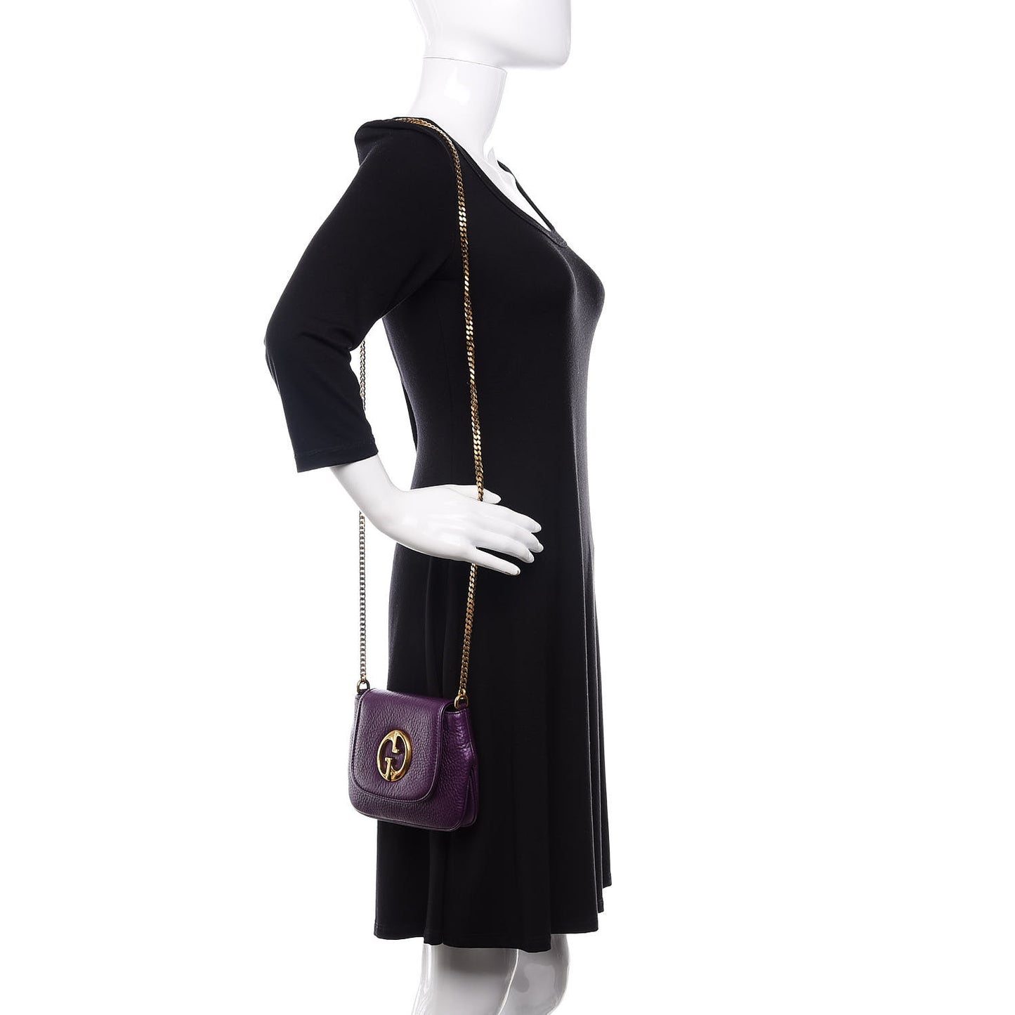 Metallic Pebbled Calfskin Small 1973 Chain Shoulder Bag Purple
