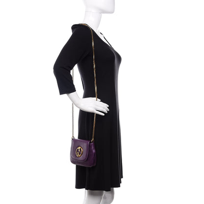 Gucci Metallic Pebbled Calfskin Small 1973 Chain Shoulder Bag Purple 2 of 10