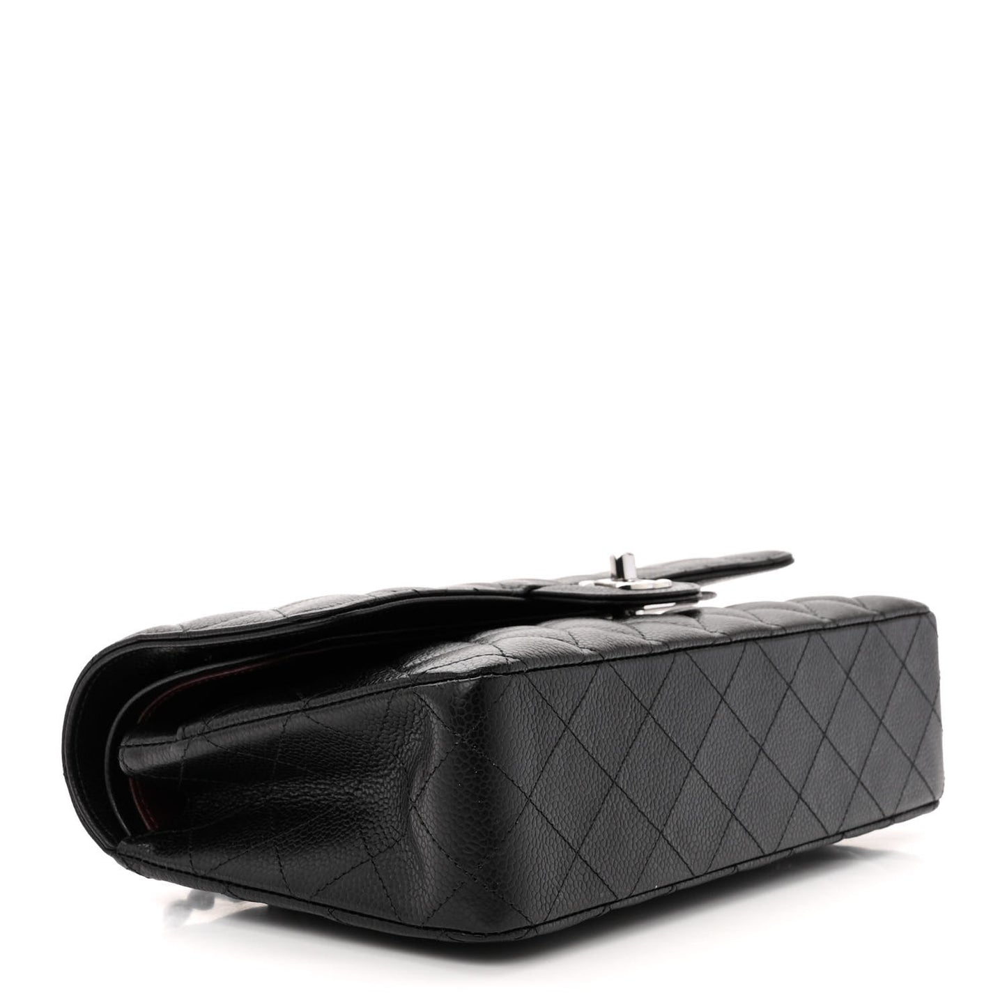 Caviar Quilted Medium Double Flap Black