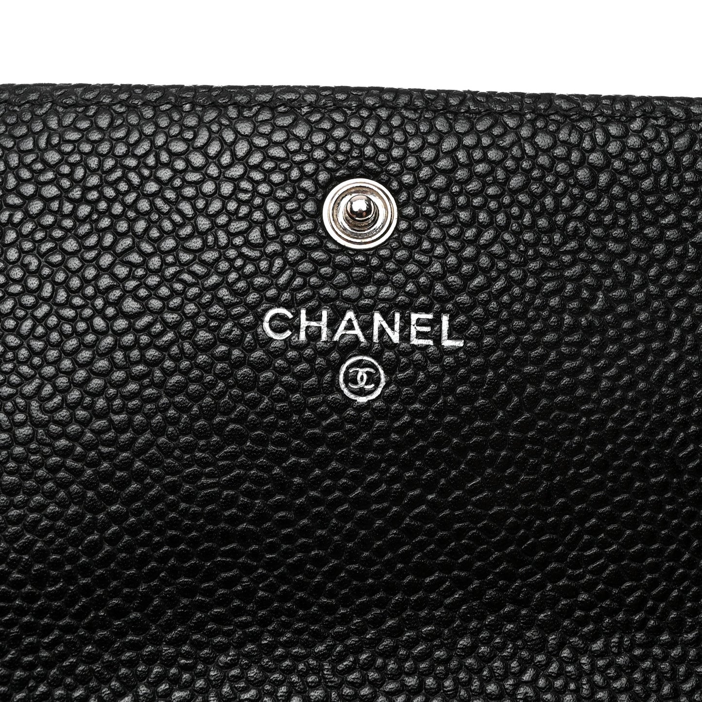 Caviar Quilted Large Gusset Flap Wallet Black