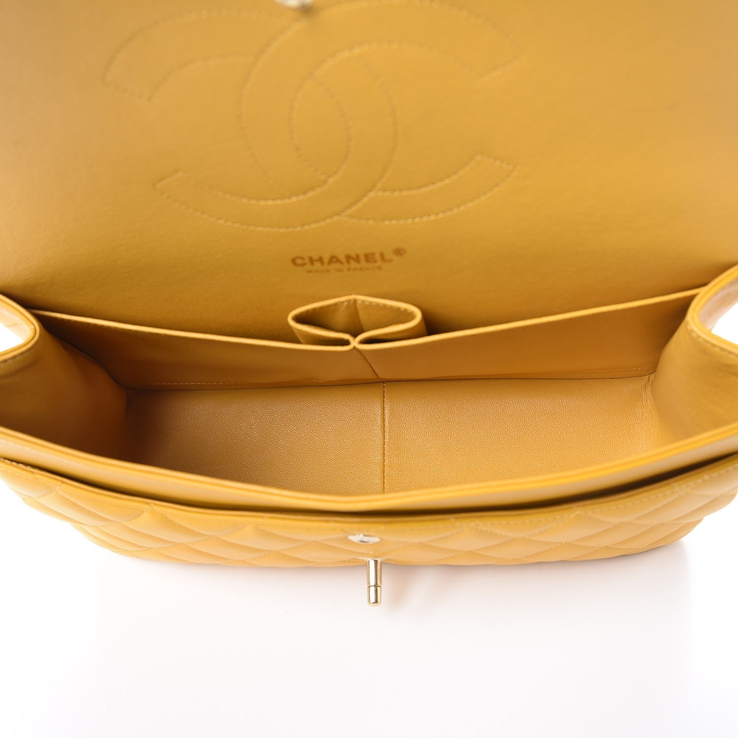 Chanel Lambskin Quilted Jumbo Double Flap Yellow 6 of 8