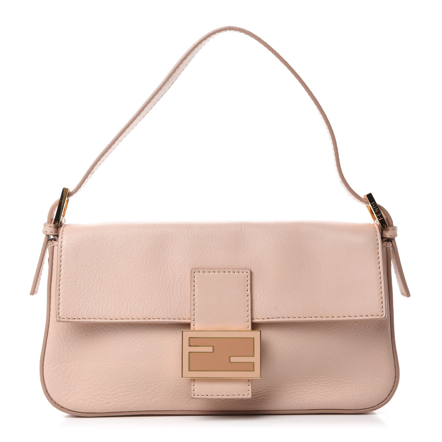 Fendi Vitello Enamel Interchangeable Strap Baguette Rosa Plaster 1 of 12