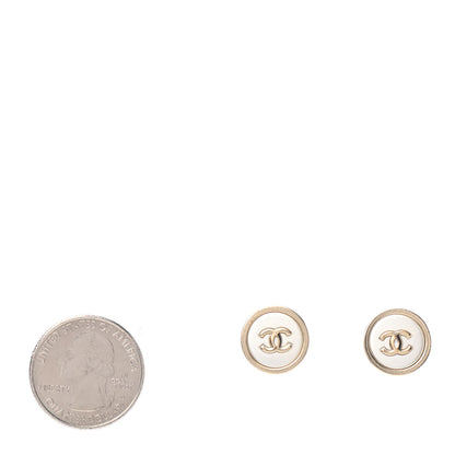 Chanel Pearl Coco Round Earrings Gold Pearly White 2 of 4