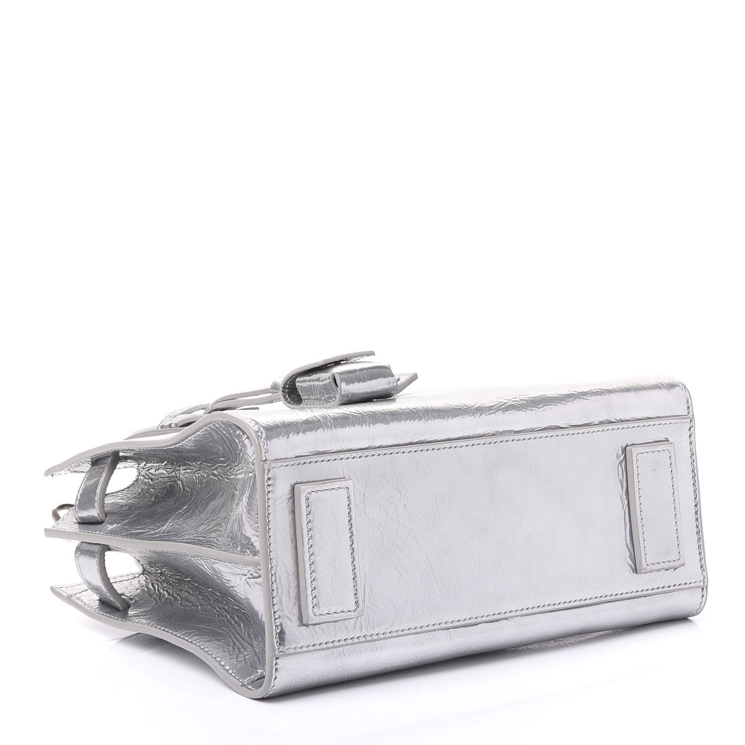 Saint Laurent Metallic Crinkled Calfskin Nano Supple Sac De Jour Silver 3 of 8