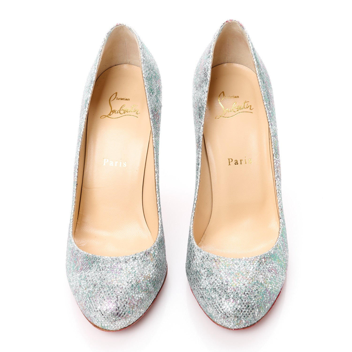 Christian Louboutin Glitter Solaria Specchio Fifi 100 Pumps 38.5 Multi Light Gold 2 of 10