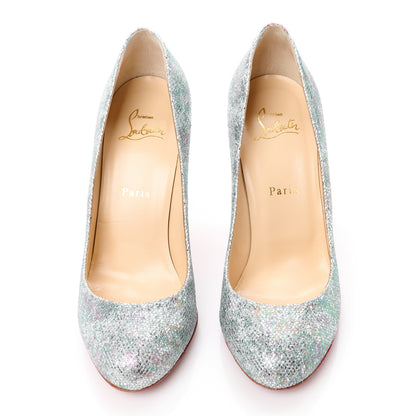 Christian Louboutin Glitter Solaria Specchio Fifi 100 Pumps 38.5 Multi Light Gold 2 of 10