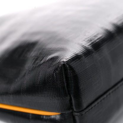 Fendi X FILA Glazed Fabric Vitello Century FF 1974 Mania Pouch Mogano Panna White Black 12 of 13