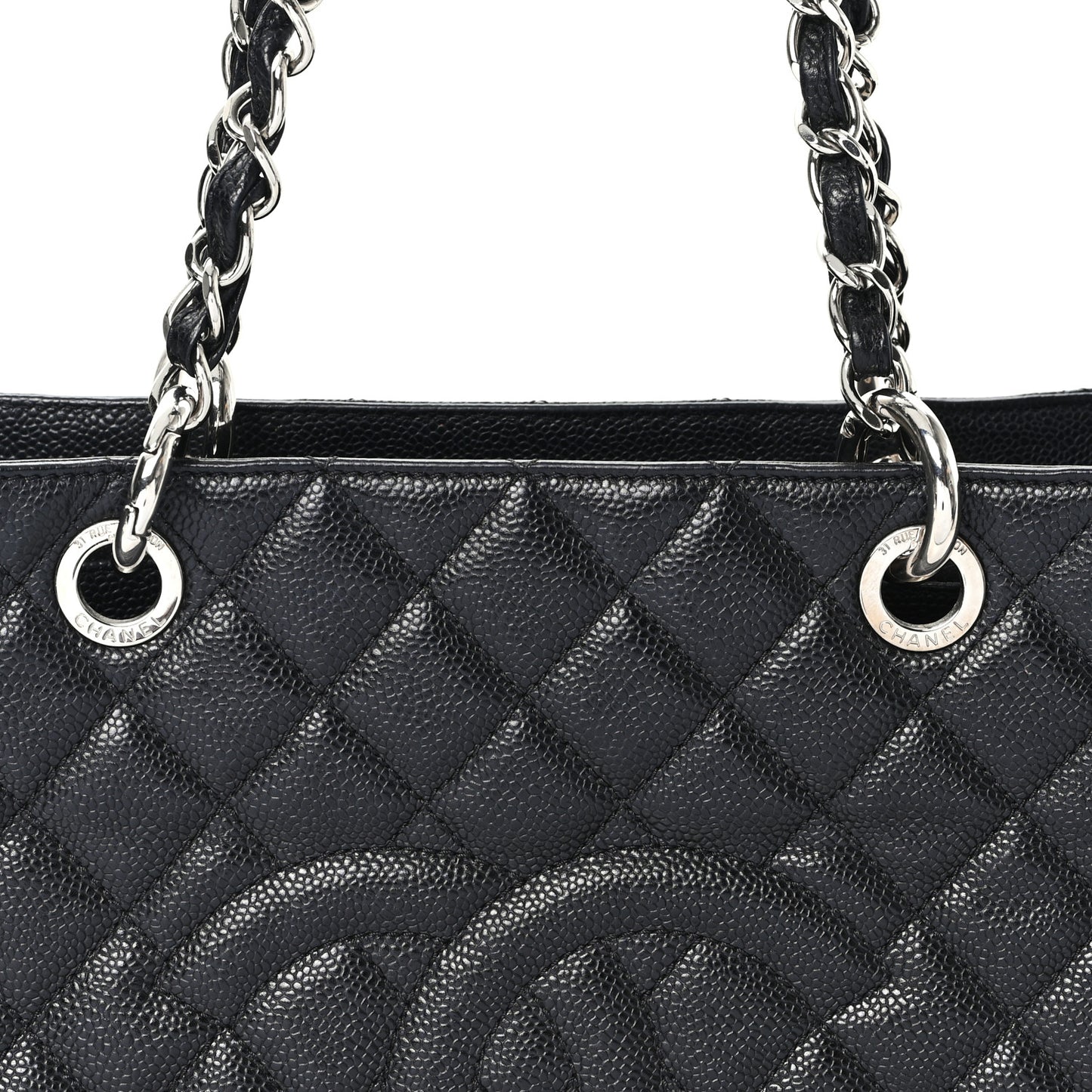 Caviar Quilted Grand Shopping Tote GST Black