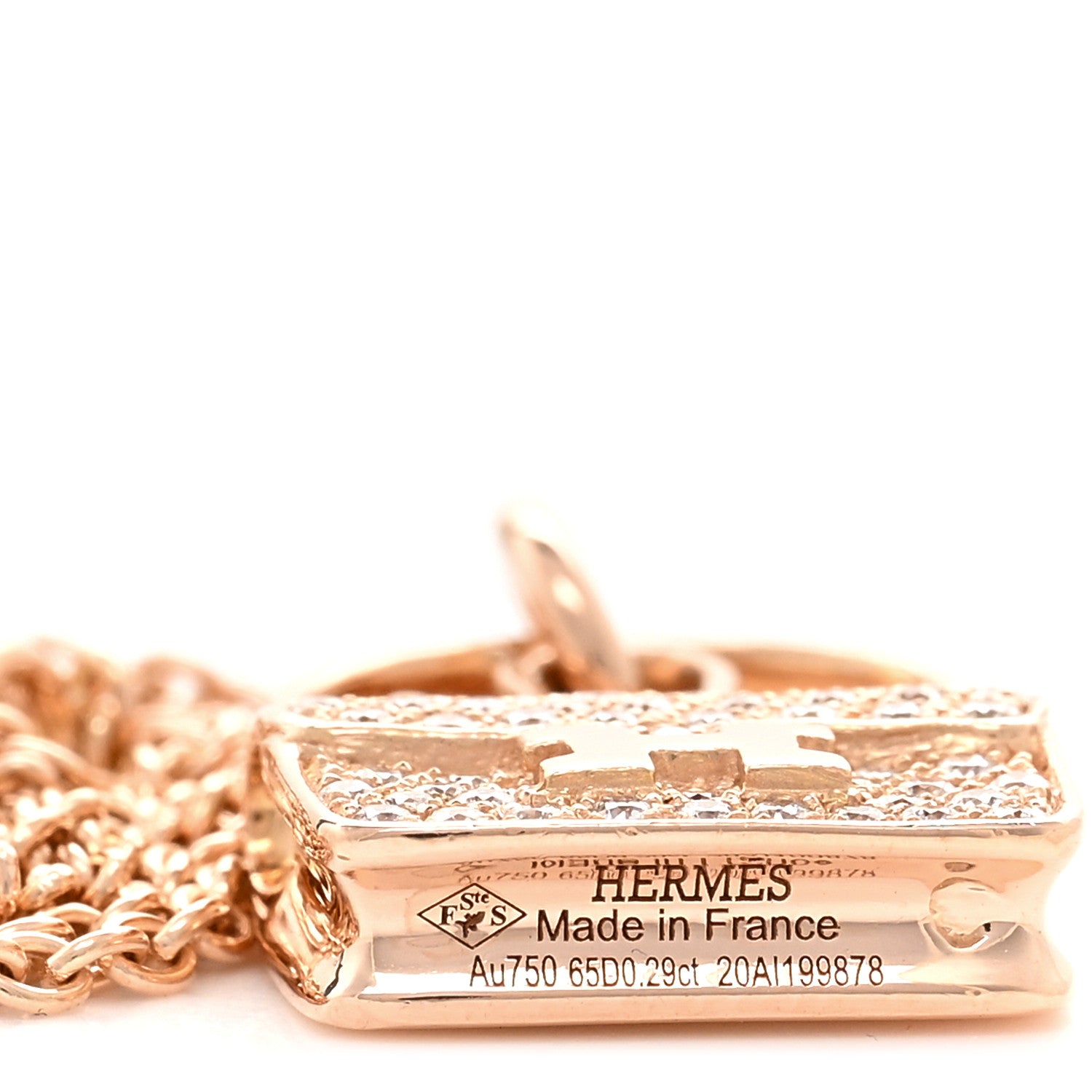 Hermes 18K Rose Gold Diamond Constance Amulette Pendant Necklace 5 of 6
