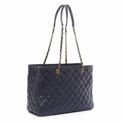 Chanel Crumpled Grained Calfskin Quilted Tote Blue 3 of 15
