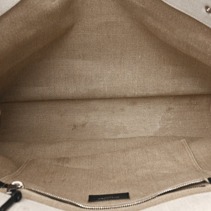 Saint Laurent Linen Calfskin Rive Gauche Tote Optic White 5 of 14