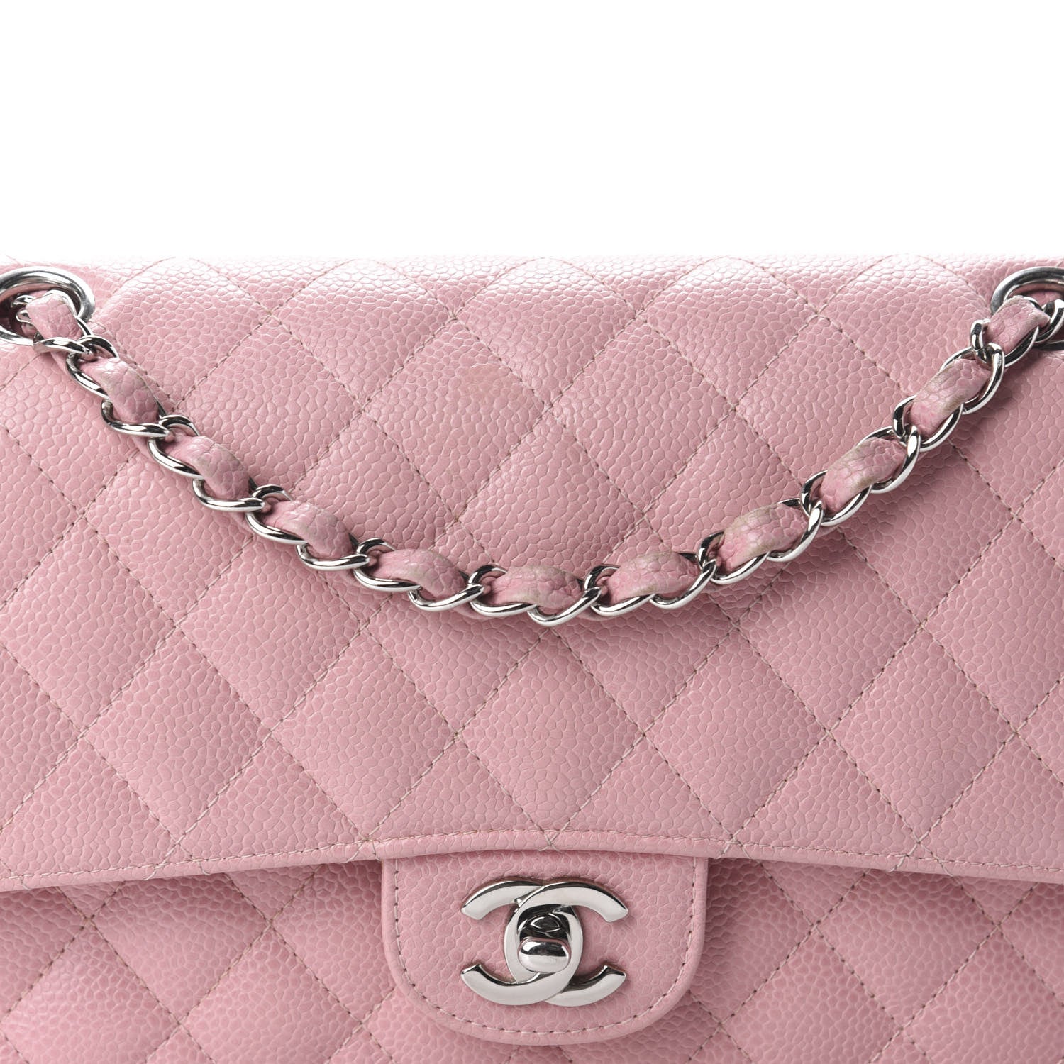 Chanel Caviar Quilted Medium Double Flap Pink 12 of 13