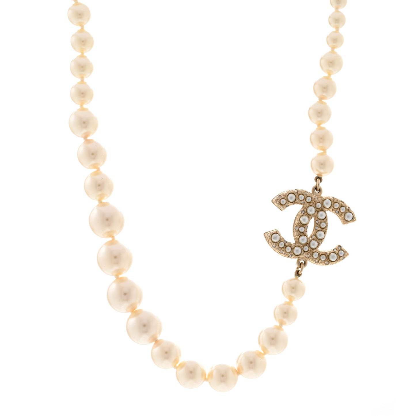 Pearl CC 100th Anniversary Necklace Light Gold