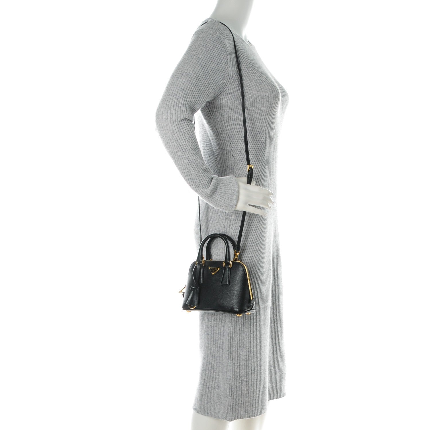 Prada Saffiano Lux Mini Promenade Tote Black 2 of 8