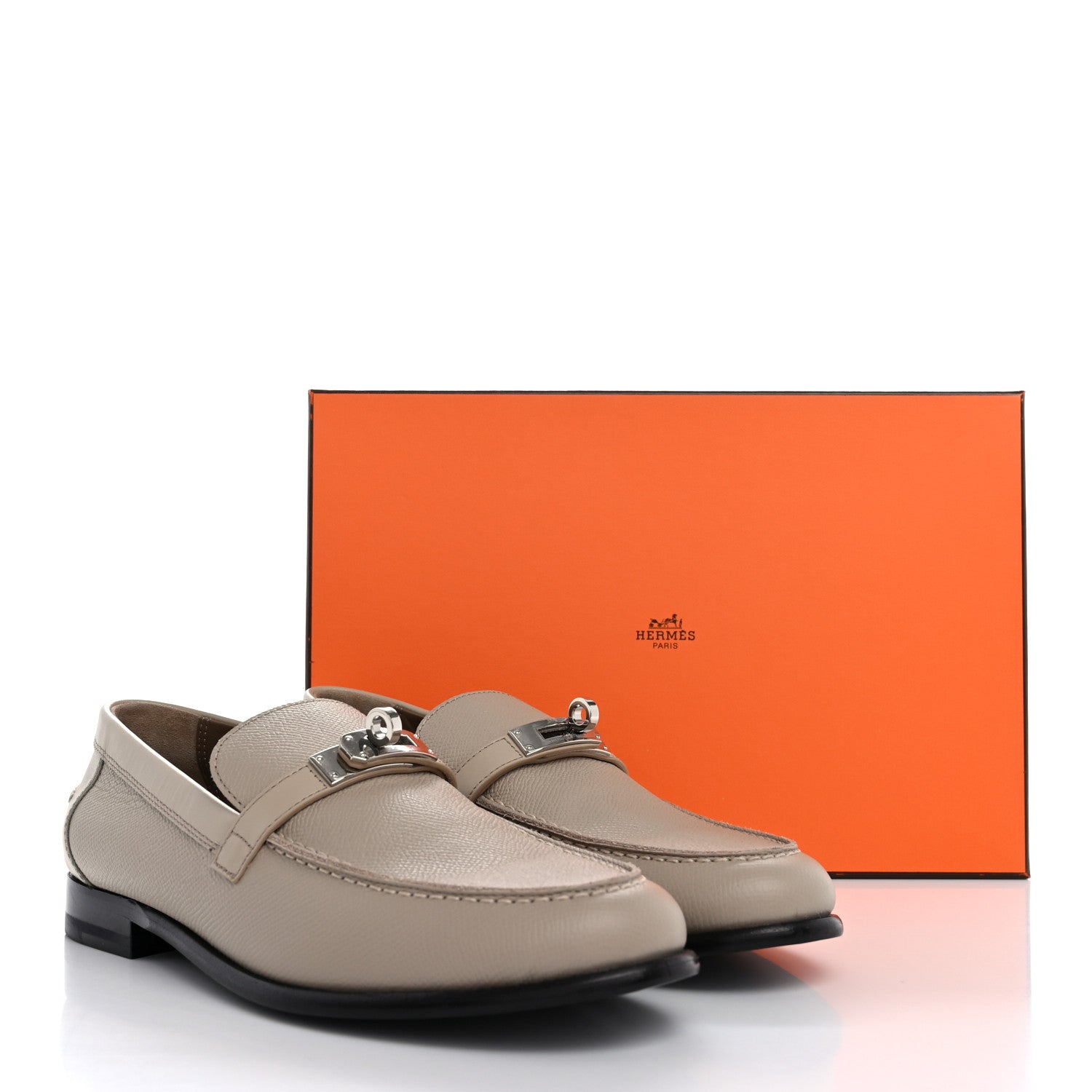Hermes Epsom Womens Destin Loafer 38.5 Blanc Gomme 10 of 10