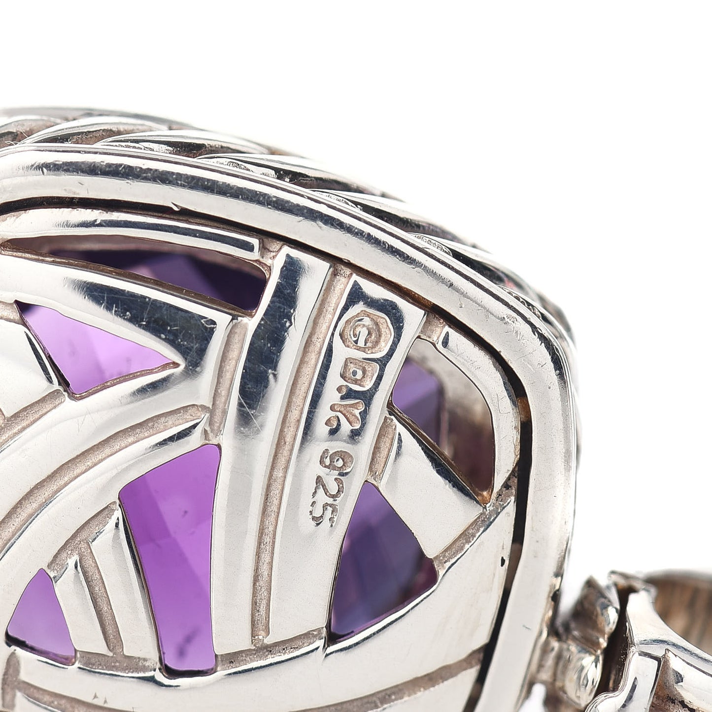Sterling Silver Diamond Amethyst 14mm Albion Enhancer Pendant