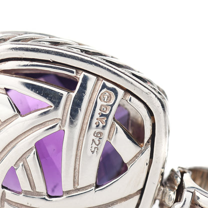 David Yurman Sterling Silver Diamond Amethyst 14mm Albion Enhancer Pendant 3 of 3
