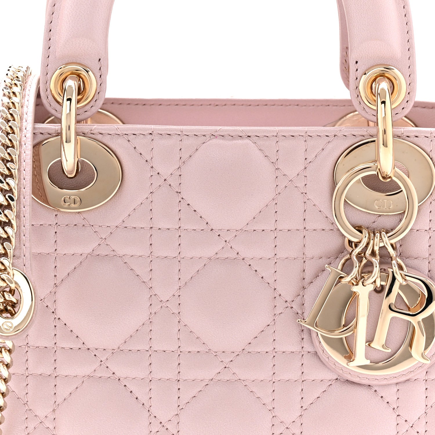 Christian Dior Metallic Lambskin Cannage Mini Lady Dior Lotus 8 of 11