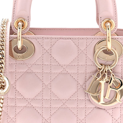 Christian Dior Metallic Lambskin Cannage Mini Lady Dior Lotus 8 of 11