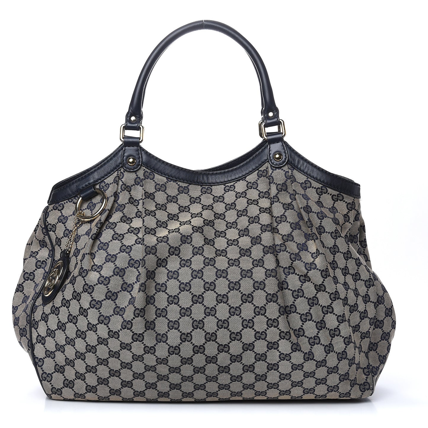 Monogram Calfskin Large Sukey Tote Beige Blue