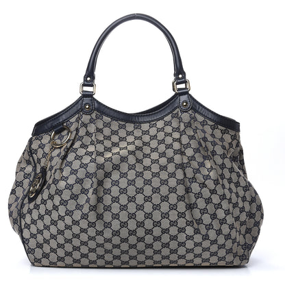 Gucci Monogram Calfskin Large Sukey Tote Beige Blue 1 of 18