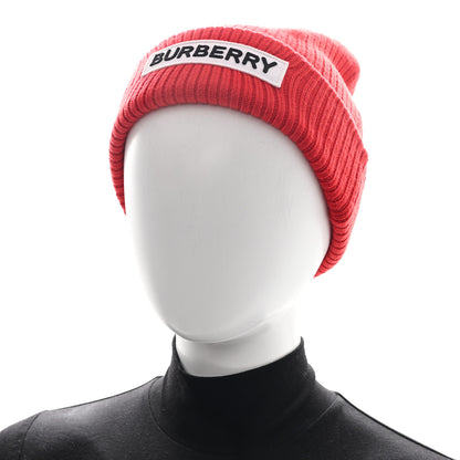 Burberry Wool Knit Logo Beanie Hat L Bright Red 2 of 5
