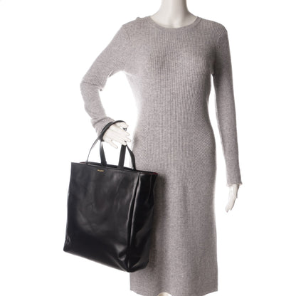 Saint Laurent Calfskin Suede North South Reversible Shopping Tote Black Amarena 2 of 9