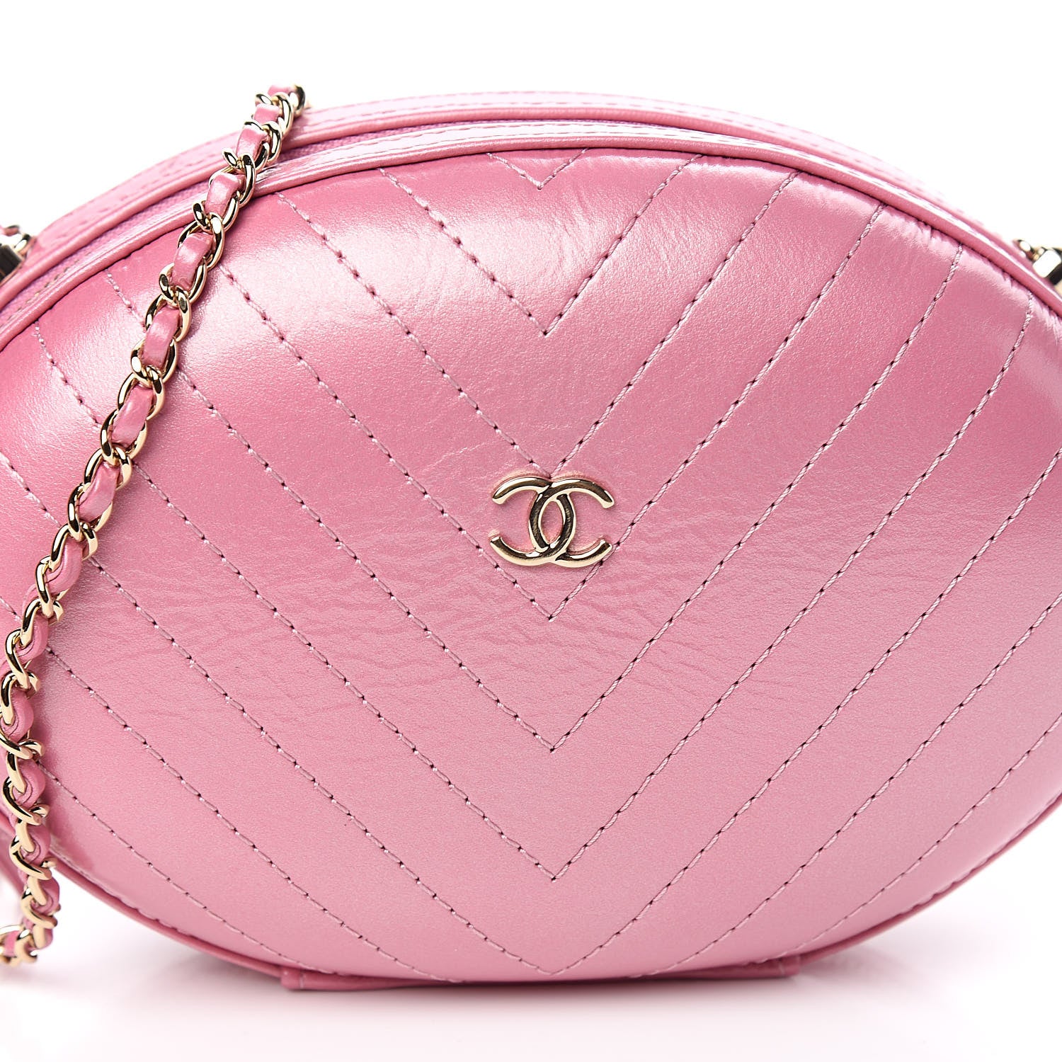 Chanel Calfskin Chevron Stitched Evening Bag Pink 10 of 10