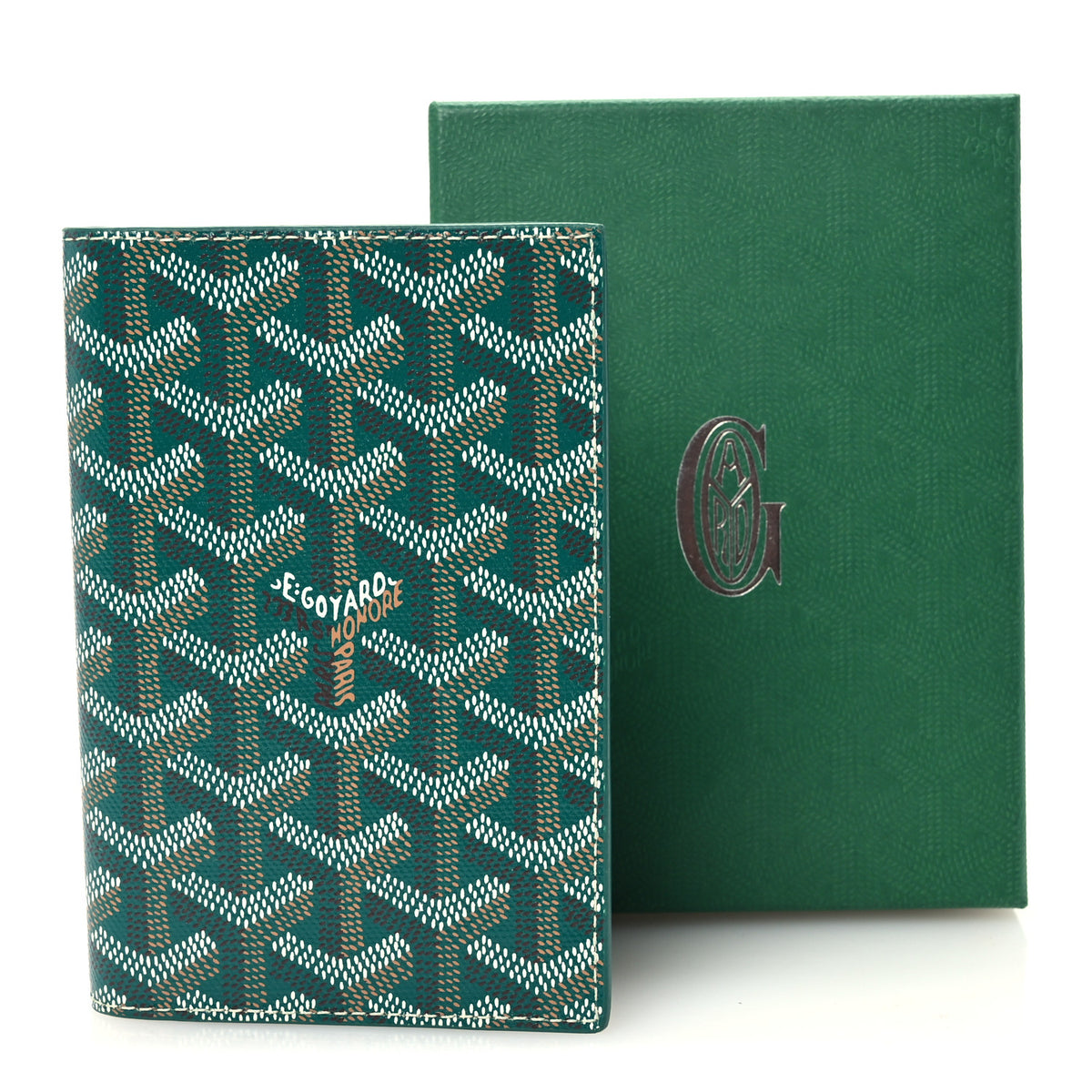 Goyardine Grenelle Passport Wallet Green