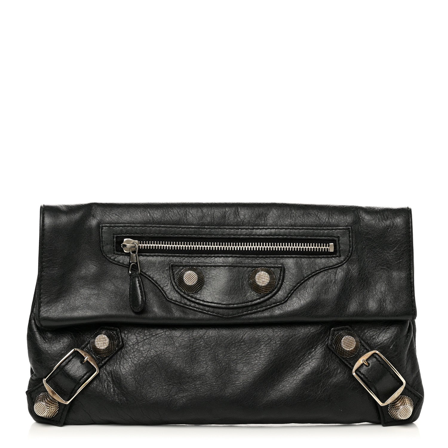 Balenciaga Agneau Giant 21 Silver Hardware Envelope Clutch Black 1 of 13