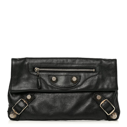 Balenciaga Agneau Giant 21 Silver Hardware Envelope Clutch Black 1 of 13