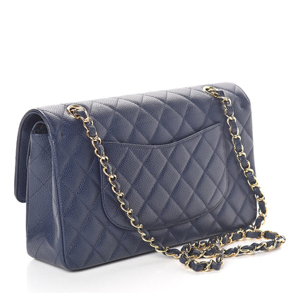 Chanel Caviar Quilted Medium Double Flap Dark Blue 3 of 10