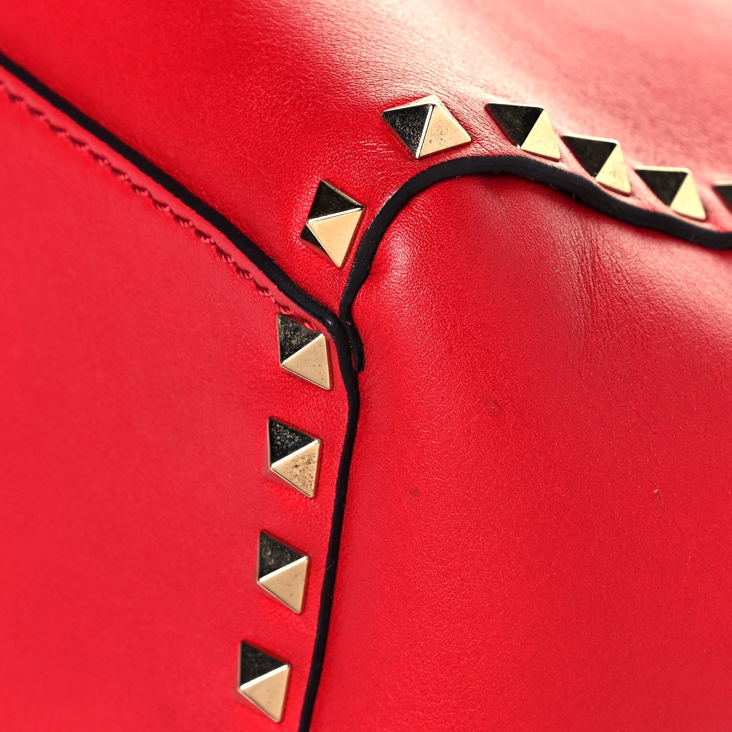 Valentino Garavani Vitello Rockstud Double Handle Tote Red 10 of 16