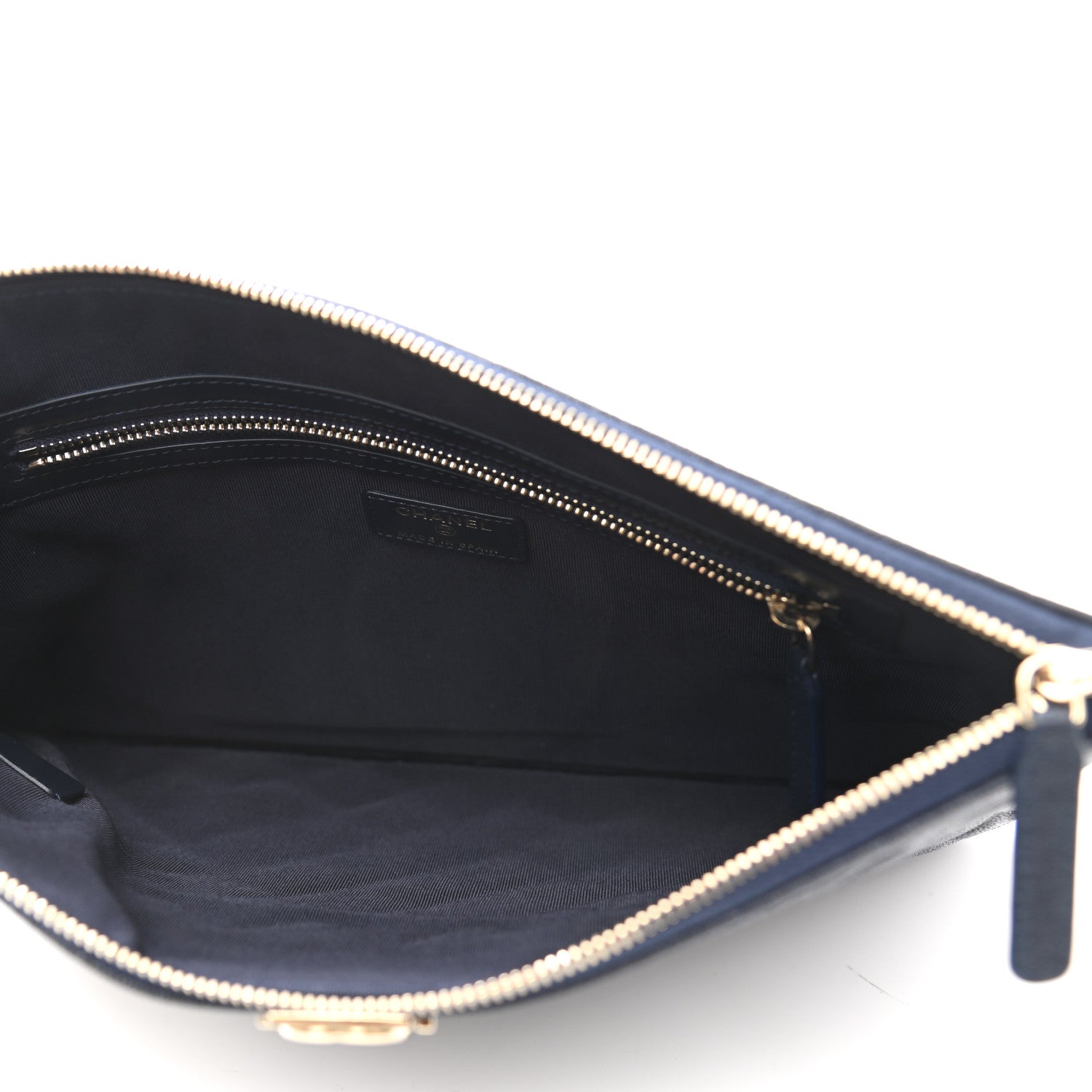 Chanel Caviar Quilted Medium Boy Cosmetic Case Blue 5 of 7