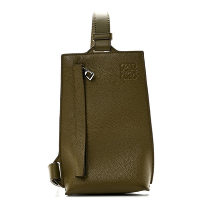 Loewe Soft Grained Calfskin Vertical T-Pocket Crossbody Bag Khaki Green 1 of 8