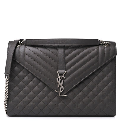 Saint Laurent Grain De Poudre Textured Mixed Matelasse Large Triquilt Monogram Satchel Earth 1 of 13