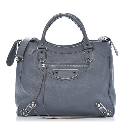 Balenciaga Chevre Silver Metallic Edge Hardware Velo Bleu Acier 3 of 12