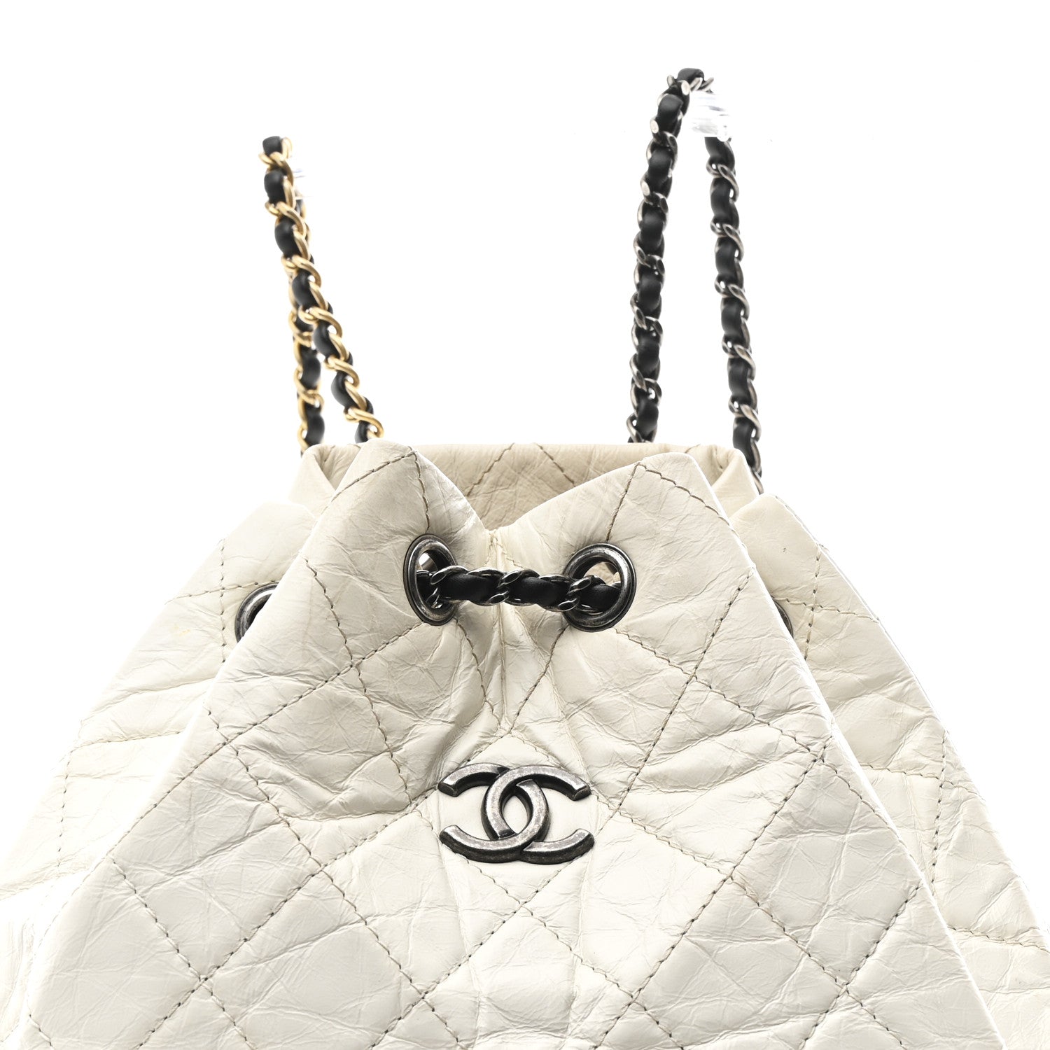 Chanel Aged Calfskin Quilted Small Gabrielle Backpack Black White 8 of 11