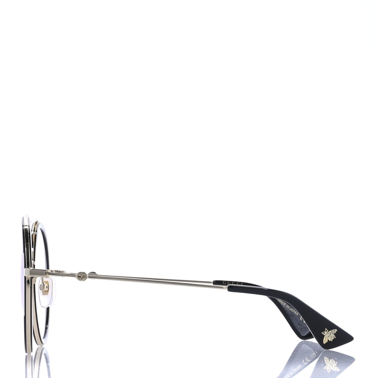 Gucci Round Frame Sunglasses GG0061S Black White 3 of 8