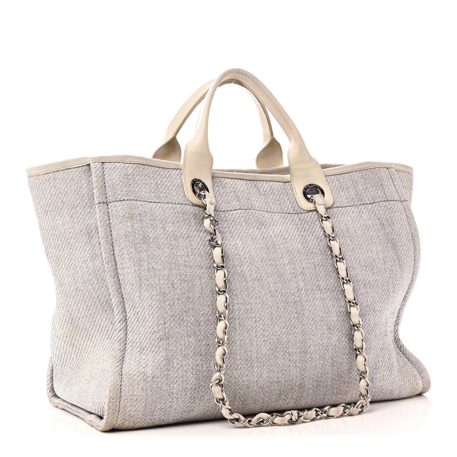 Chanel Woven Straw Raffia Medium Deauville Tote Light Blue 3 of 12
