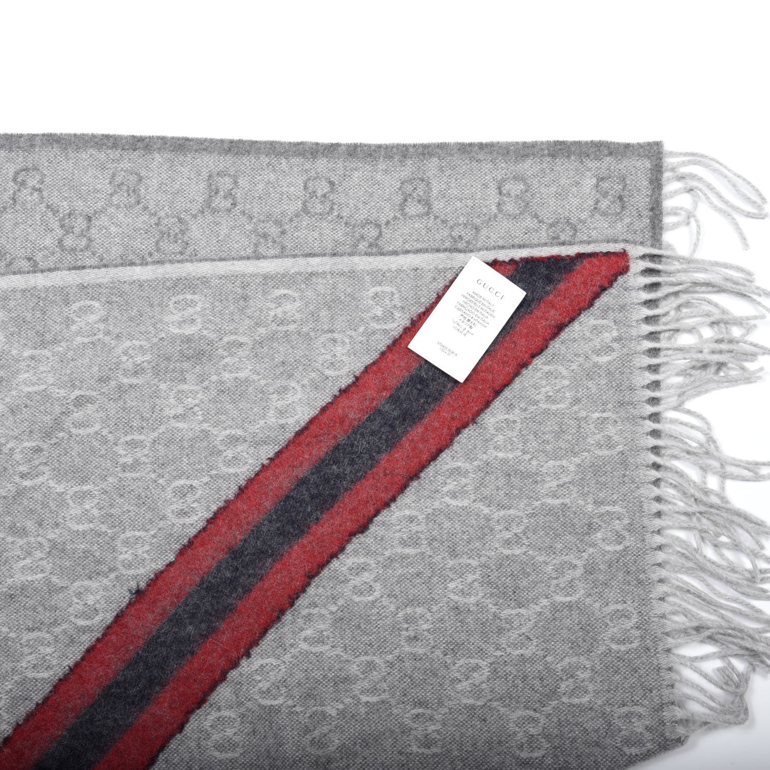 Gucci Wool Angora Monogram Web New Nikky Scarf Zinc Blue 4 of 4