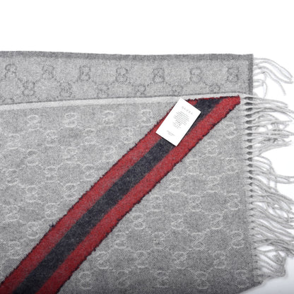 Gucci Wool Angora Monogram Web New Nikky Scarf Zinc Blue 4 of 4
