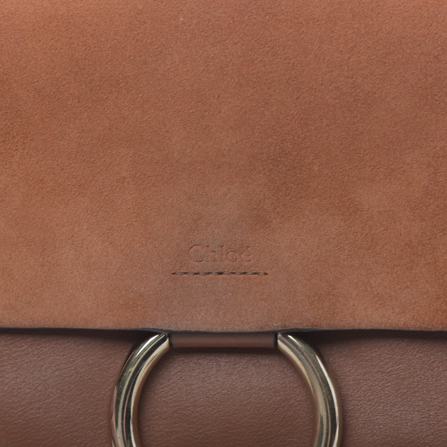 Suede Calfskin Small Faye Shoulder Bag Tobacco