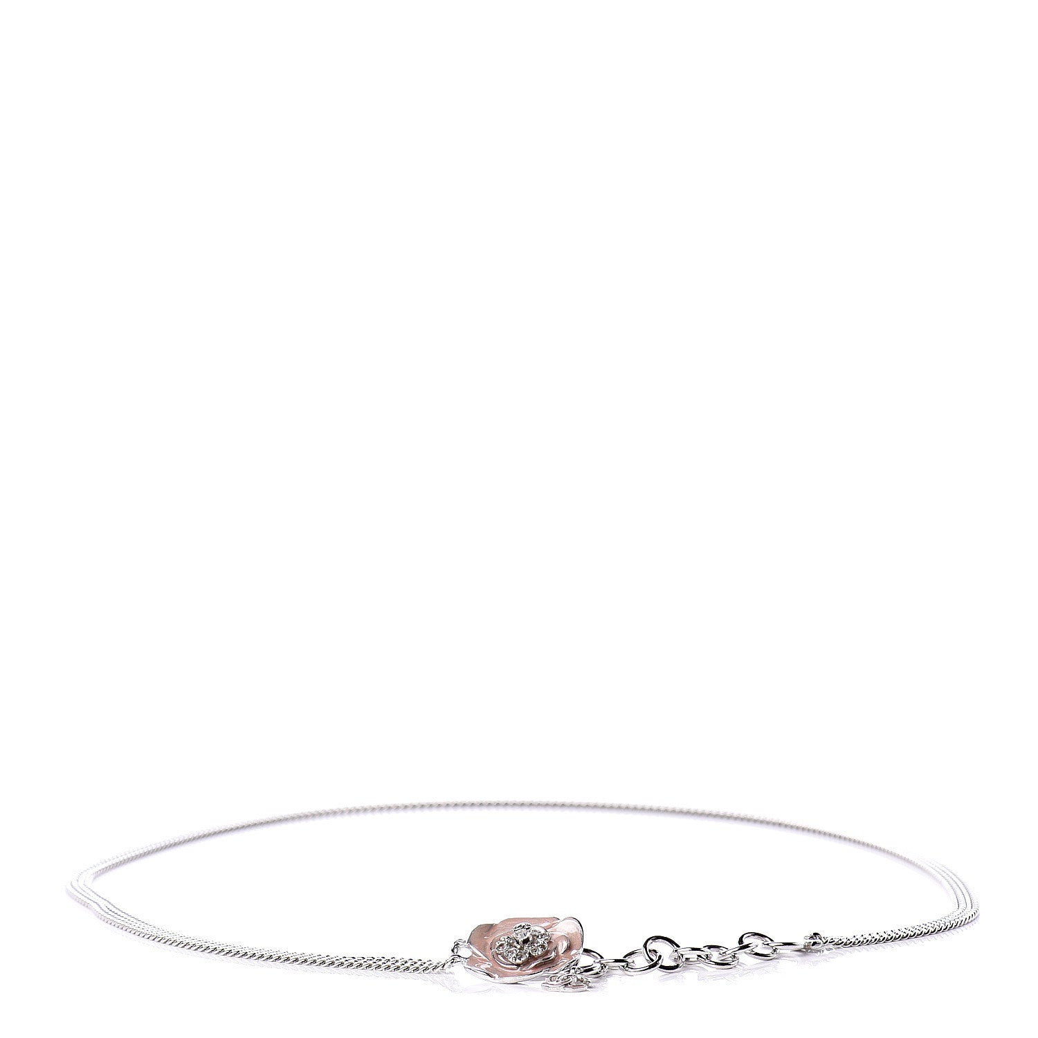 Chanel Enamel Camellia Chain Belt Silver Pink 1 of 5