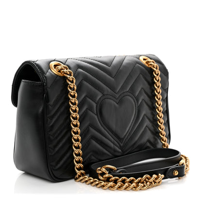 Gucci Calfskin Matelasse Small GG Marmont Shoulder Bag Black 3 of 11
